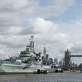 HMS Belfast and Tower Bridge, London